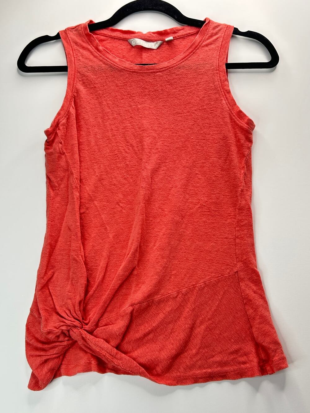Athleta Zephyr Linen Twist Knott Tank Top Orange Women XS Lagenlook